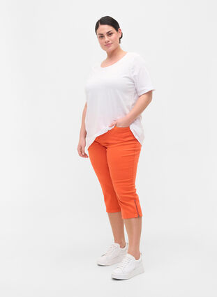 Pantalon moulant avec fermeture à éclair, Orange , Model image number 2