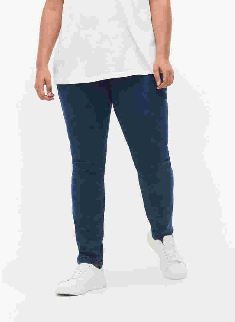 Jeans Sanna extra-mince à taille normale, Dark blue, Model image number 2