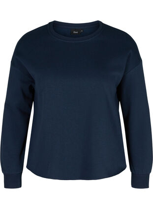 Cropped sweatshirt met ronde hals, Navy Blazer, Packshot image number 0