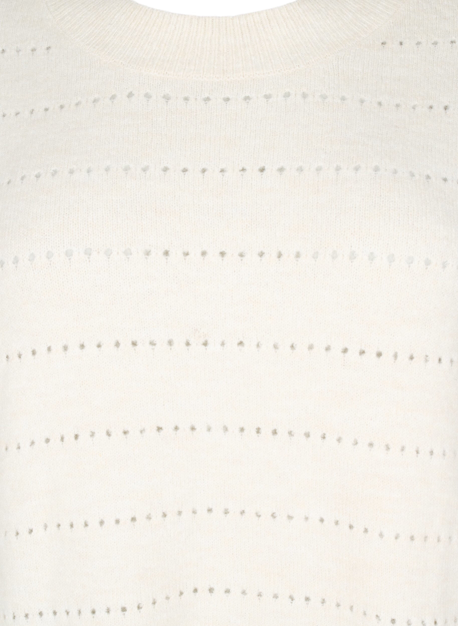 ZizziGebreide blouse met ronde hals en kantpatroon, Birch Mel., Packshot image number 2