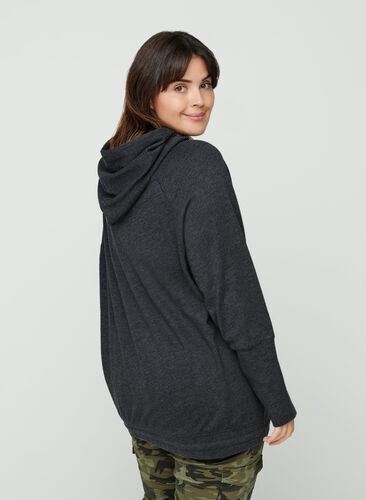 Sweatshirt met verstelbare onderkant, Black Mel., Model image number 1