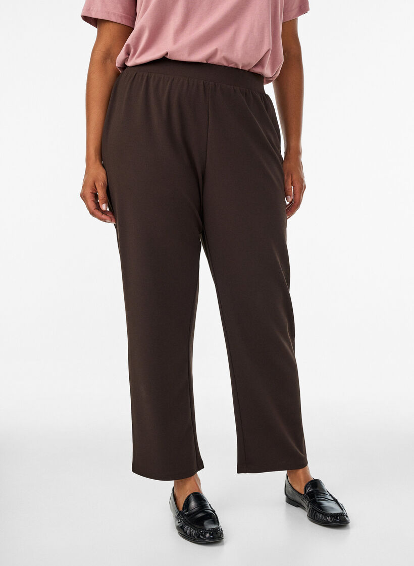 Broek met rechte pasvorm, Bruin, Model image number 2