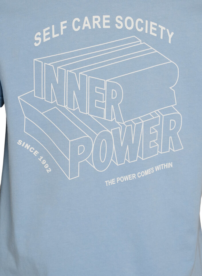 Grafisch T-shirt van biologisch katoen, Blauw, Packshot image number 3