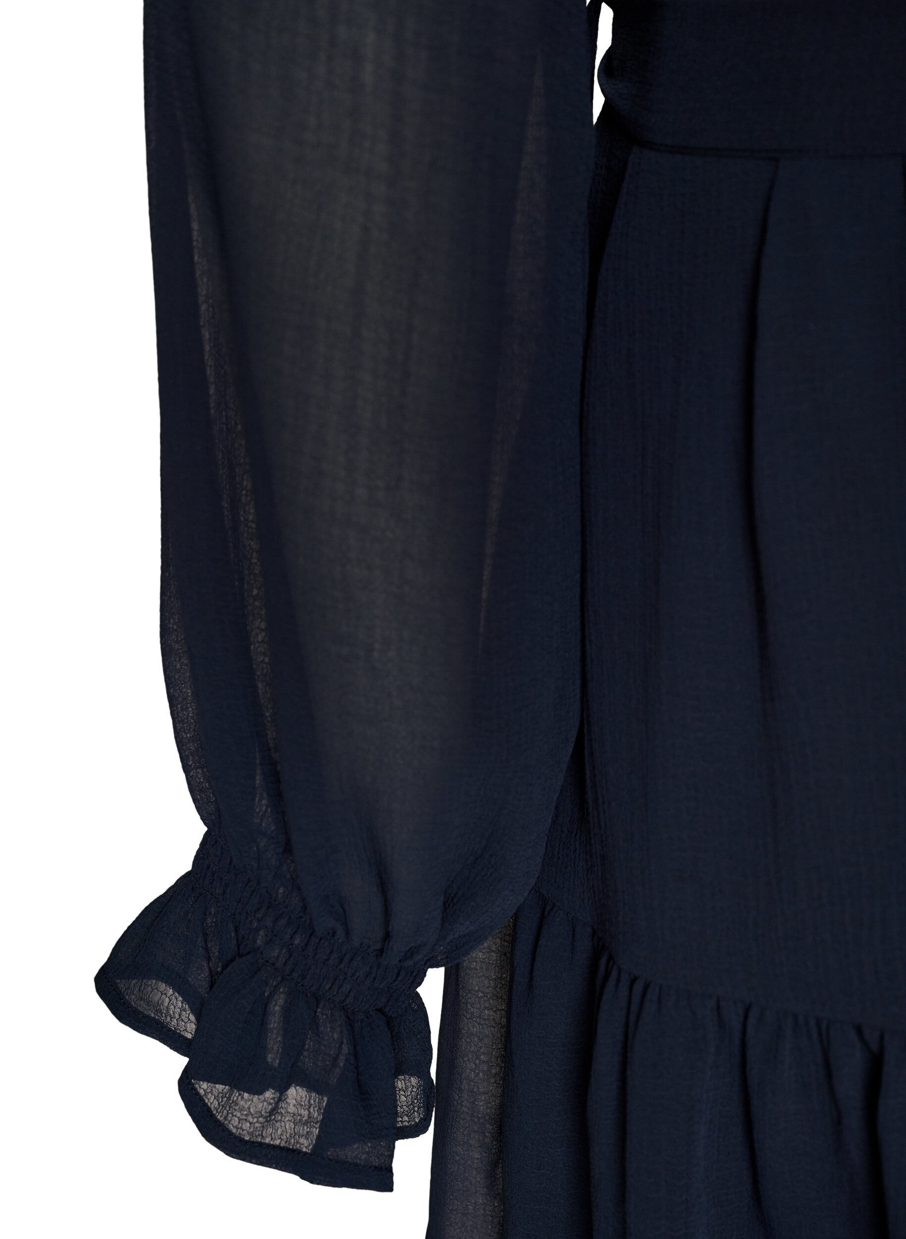ZizziKorte jurk met ruches en een strikceintuur, Blauw, Packshot image number 3