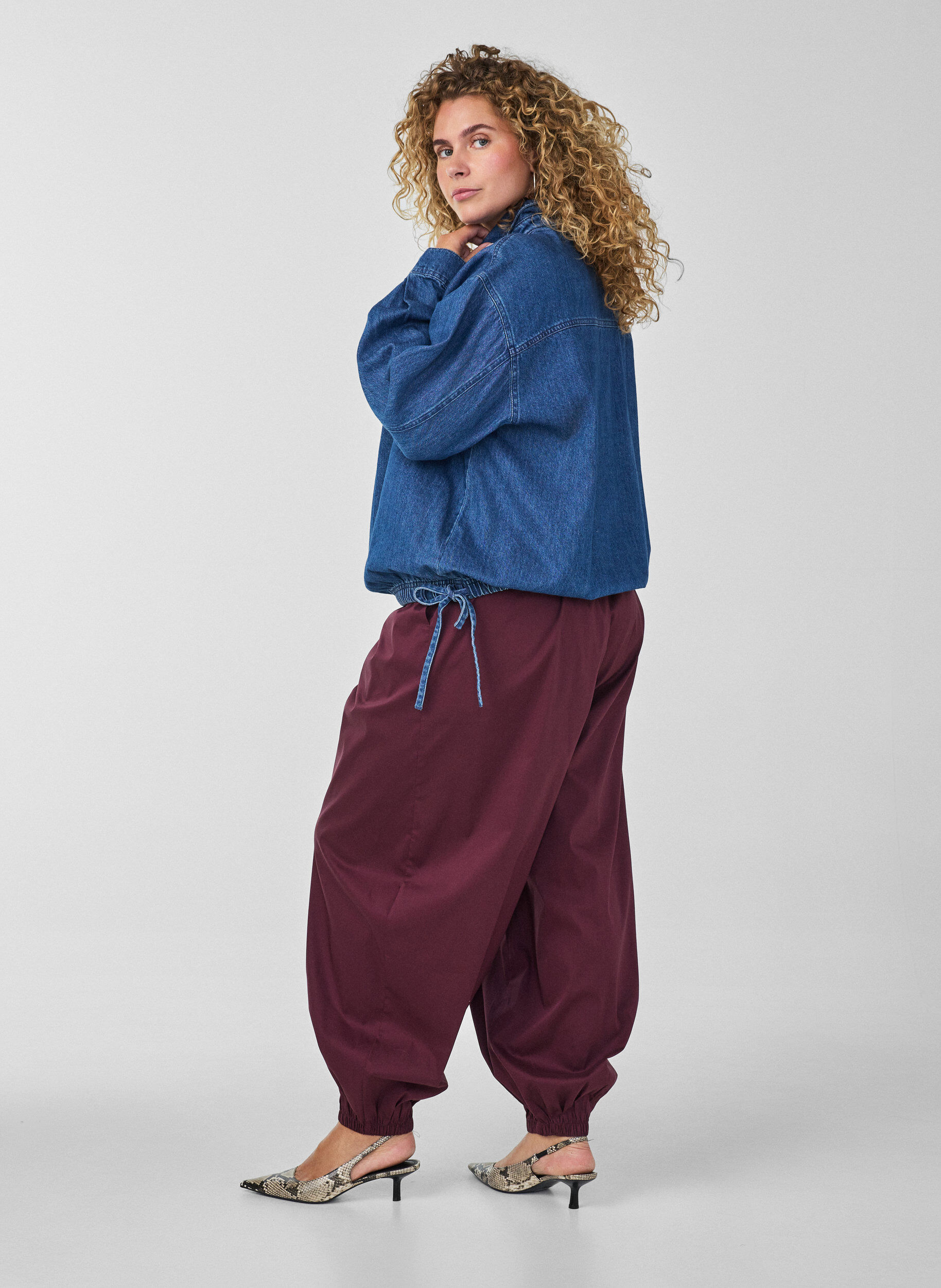 ZizziDenim blouse met ballonpasvorm, Blauw, Model image number 2