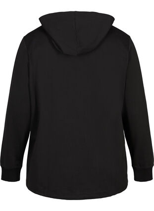 Sweatshirt met capuchon en verstelbare onderkant, Black, Packshot image number 1