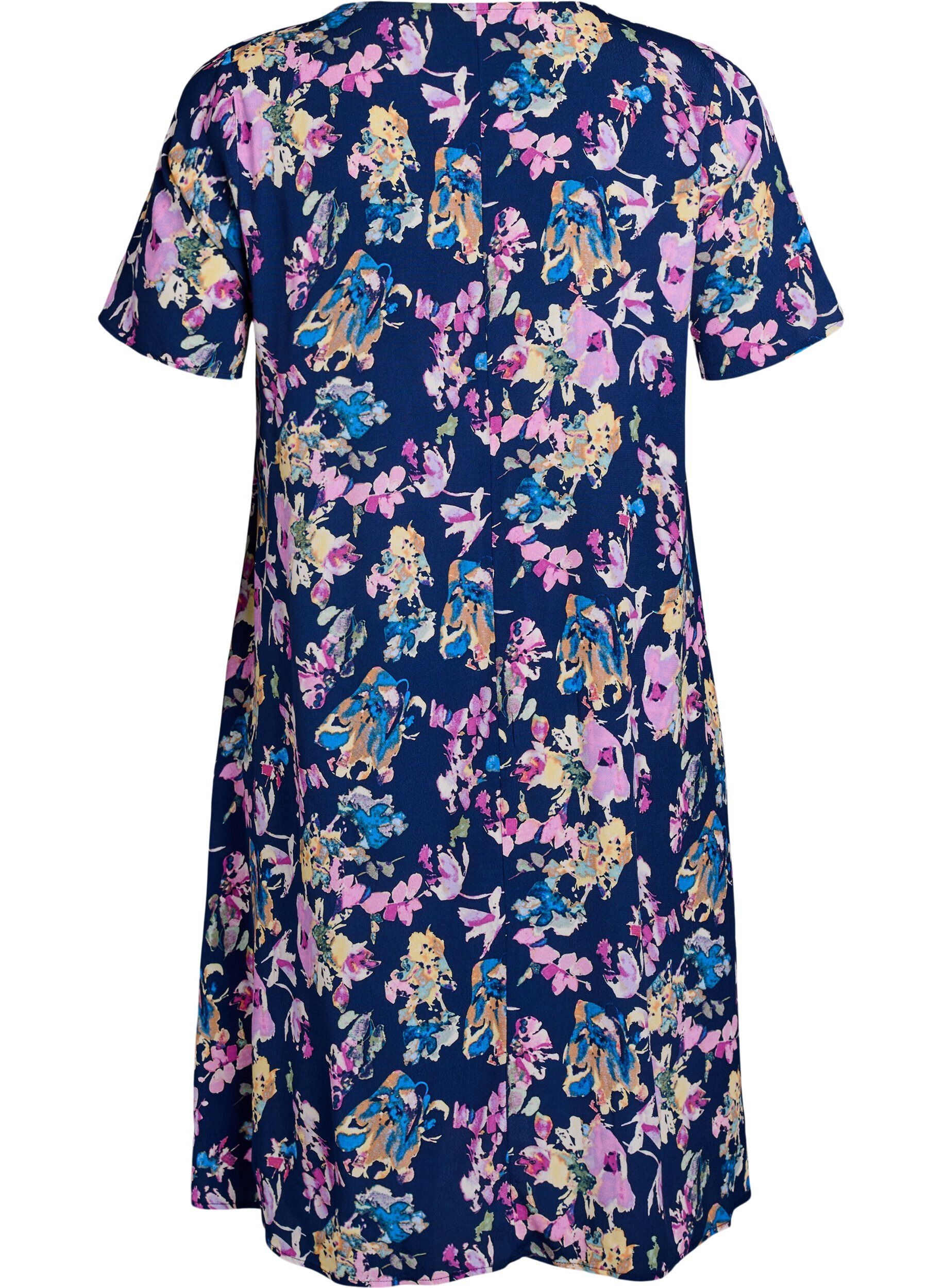 ZizziViscose A-lijn jurk, Blauw, Packshot image number 1