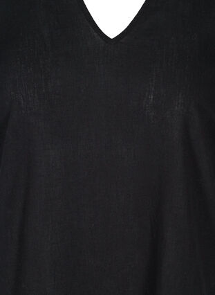 Robe à manches courtes en coton mélangé avec du lin, Black, Packshot image number 2
