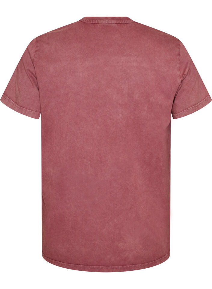 Katoenen T-shirt met print aan de voorkant en een gewassen look, Rood, Packshot image number 1