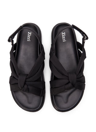 Sandale pied large avec nœuds décoratifs, Black, Packshot image number 2