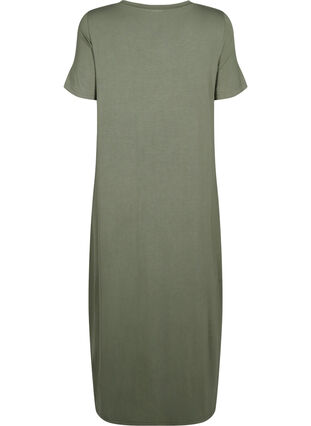 Midi-jurk van viscose met korte mouwen, Thyme, Packshot image number 1