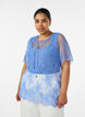 Korte mouwen kanten blouse met striksluiting, Paars, Model image number 0