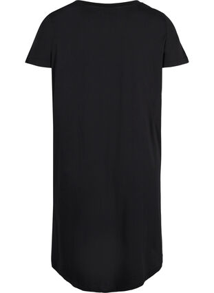 Katoenen pyjama jurk met korte mouwen en print, Black Silv Foil Text, Packshot image number 1