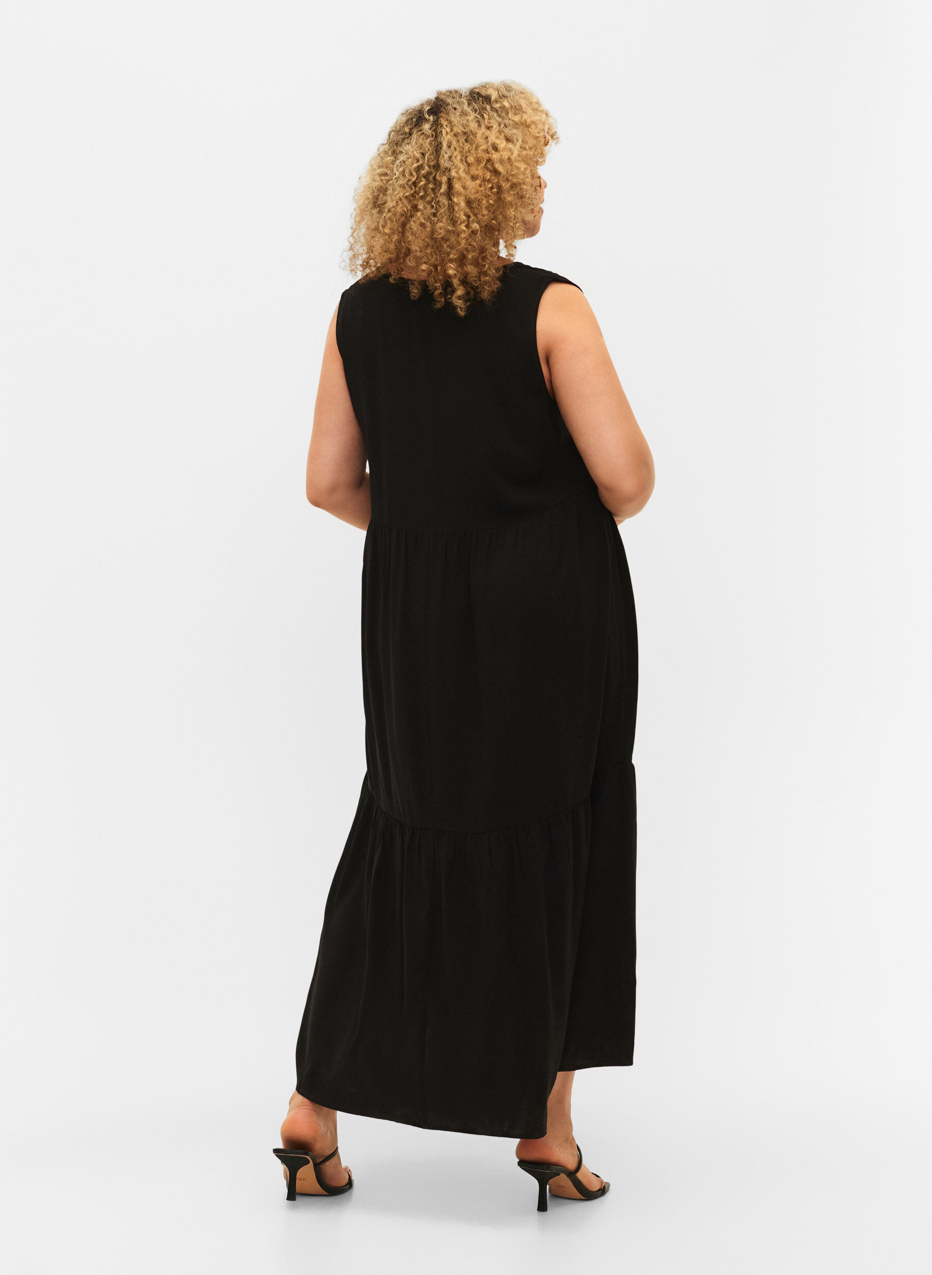 ZizziMouwloze maxi-jurk van viscose, Black, Model image number 1