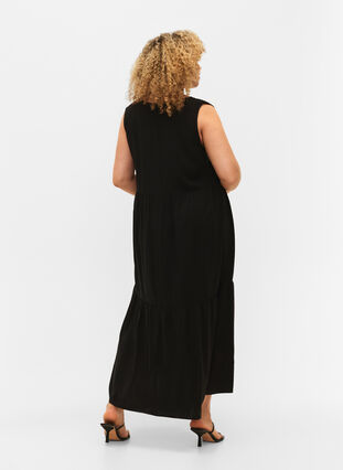 Mouwloze maxi-jurk van viscose, Black, Model image number 1