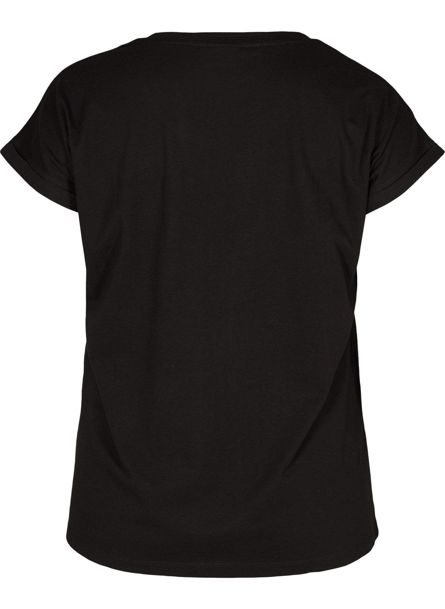 Zizzi T-shirt en m&eacute;lange coton, Black, Packshot image number 1