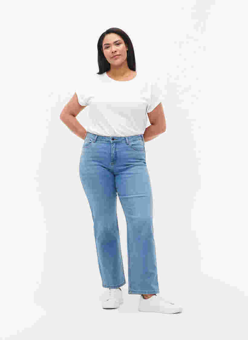 T-shirt à manches courtes en coton mélangé, Bright White, Model image number 2