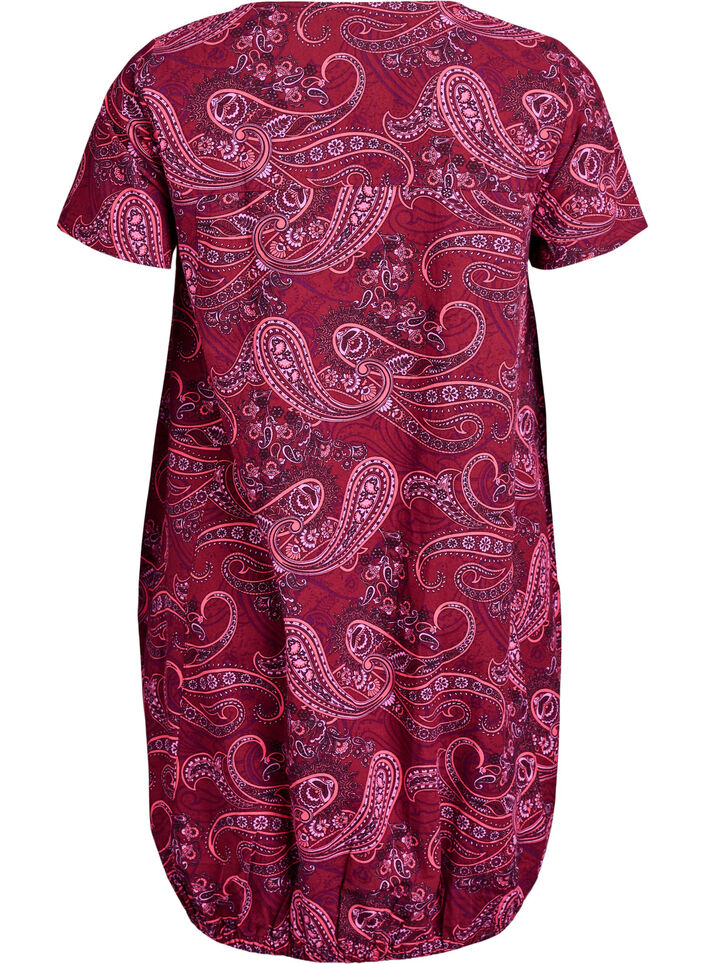 Robe en coton &agrave; manches courtes avec imprim&eacute;, Bordeaux, Packshot image number 1