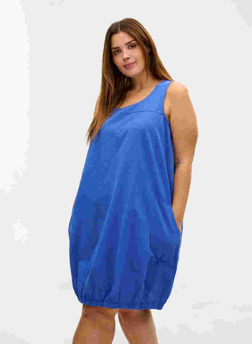 Robe sans manches en coton, Dazzling Blue, Model image number 0