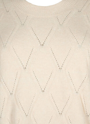 Gebreide pullover met gaatjespatroon, Birch Mel., Packshot image number 2