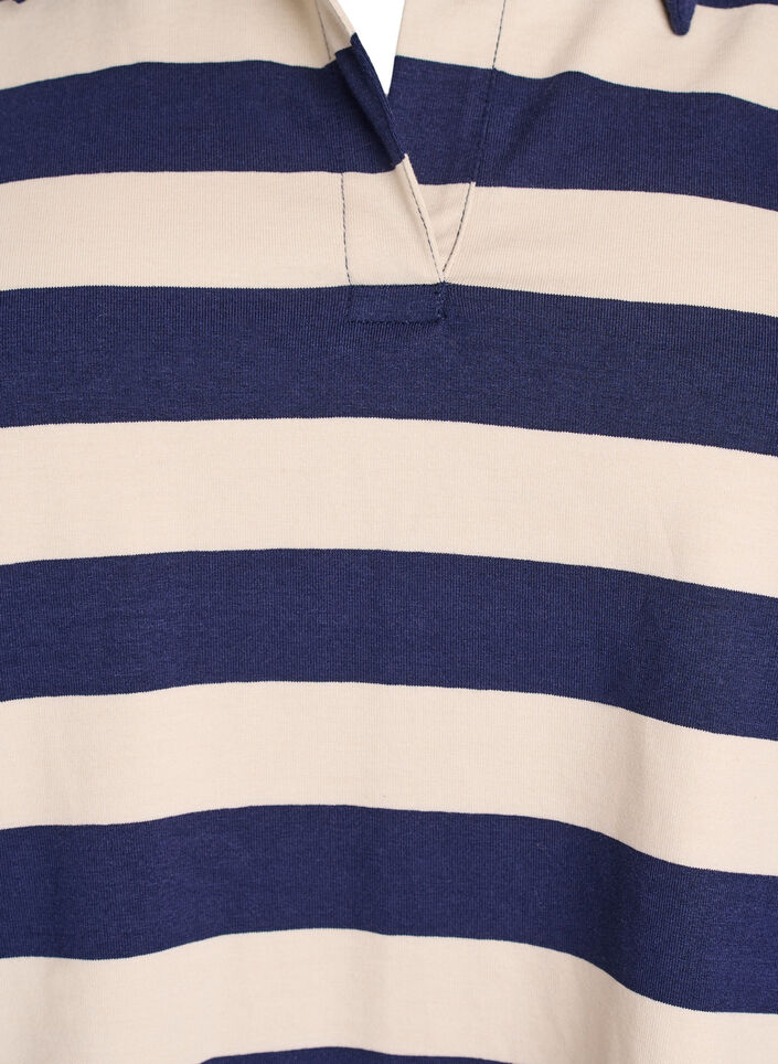 Poloshirt met lange mouwen en brede strepen, Blauw, Packshot image number 2