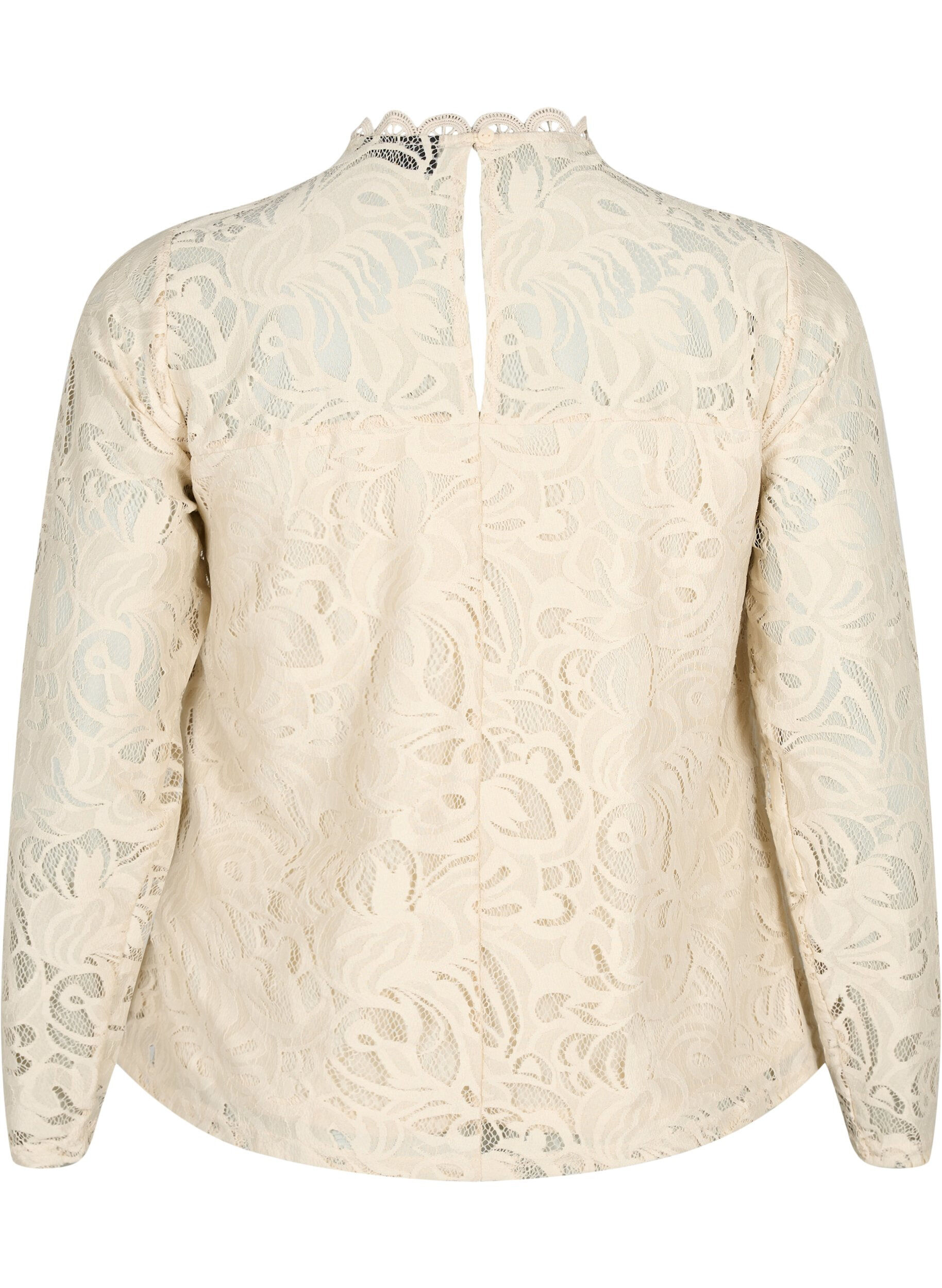 ZizziKanten blouse met lange mouwen, Champagne, Packshot image number 1