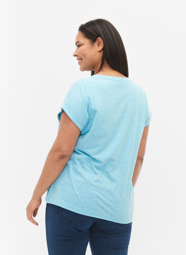T-shirt mélangé à manches courtes, Blue Atoll Mél, Model image number 1