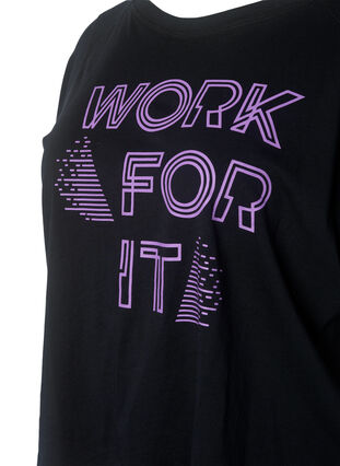 Katoenen trainings-T-shirt met opdruk, Black w. Work For It, Packshot image number 2