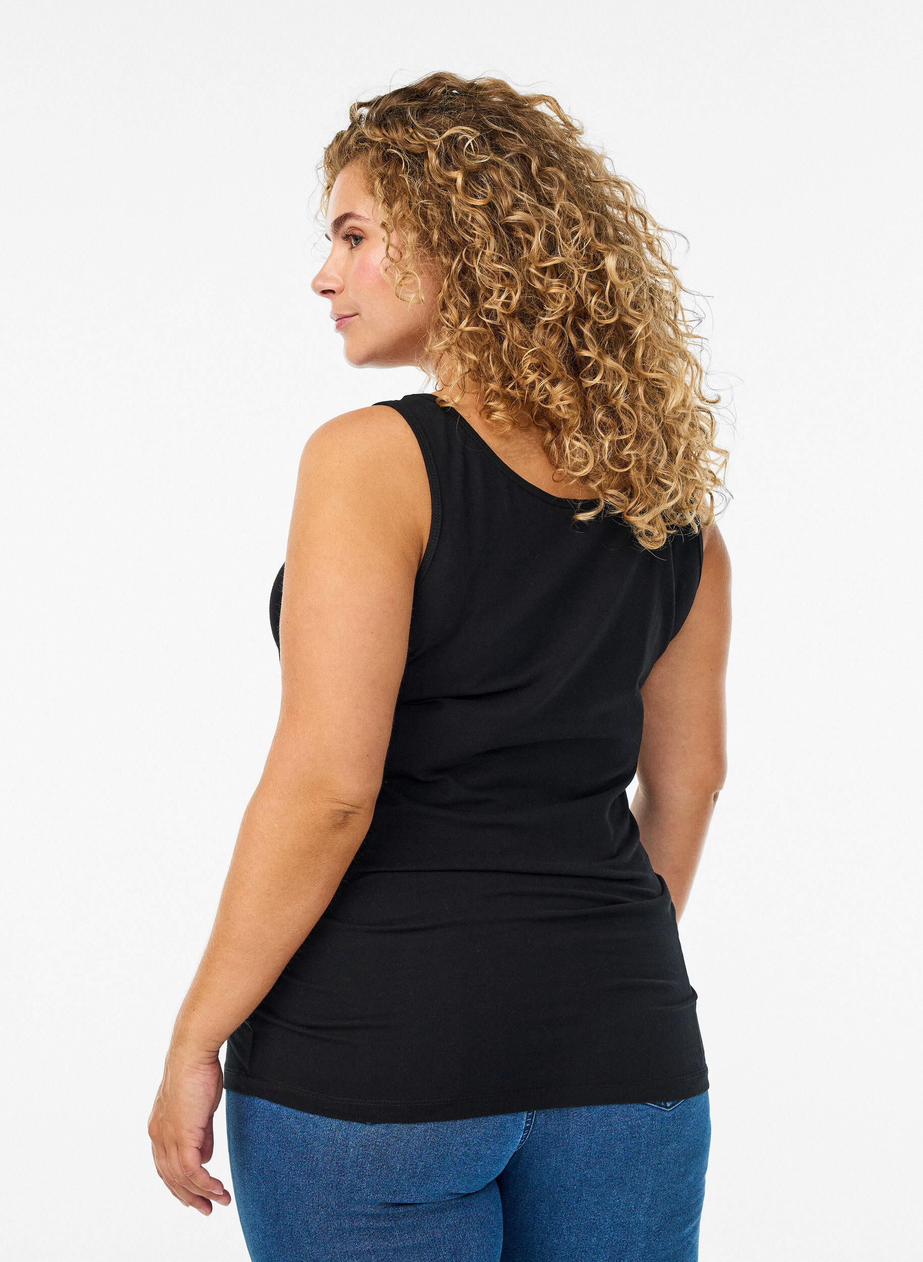 ZizziEffen basic top in katoen, Zwart, Model image number 2