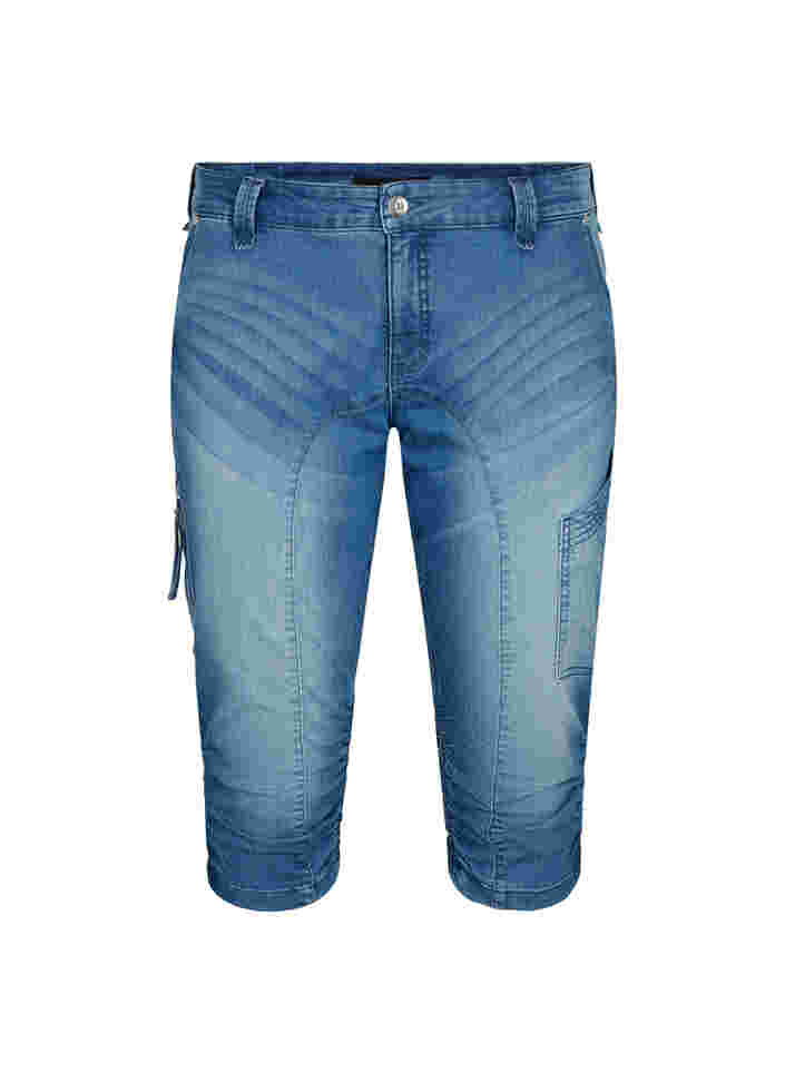 Jean capri coupe slim avec poches, Light blue denim, Packshot image number 0