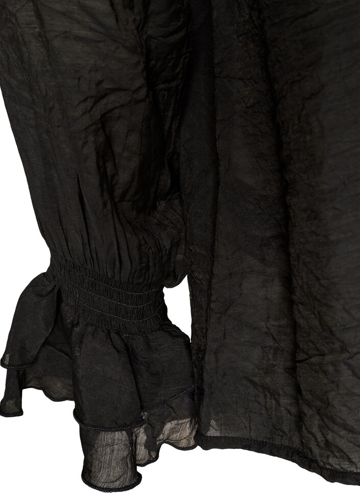 Blouse en viscose avec volants et manches longues, Noir, Packshot image number 3