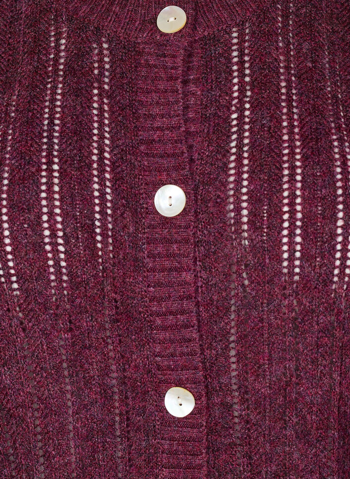 Cardigan en maille ajour&eacute;e, Bordeaux fonc&eacute;, Packshot image number 2