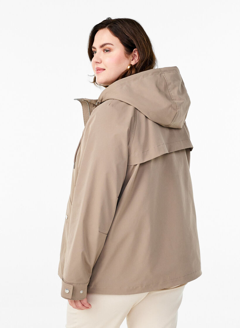 Veste courte de printemps avec capuche amovible, Beige, Model image number 2