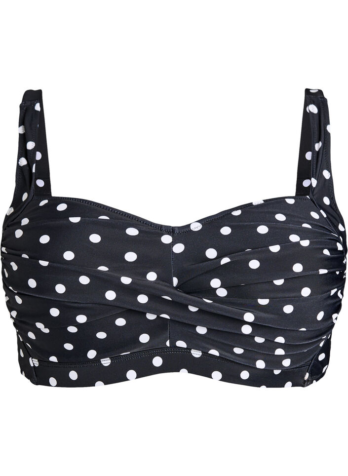 Gewatteerde bikinitop met print, Zwart, Packshot image number 0