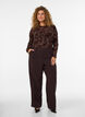 Blouse en maille avec motif floral, Marron, Model image number 1