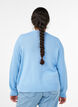 Kabelgebreid vest met gouden knopen, Blauw, Model image number 2