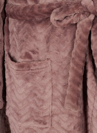 Korte badjas met zakken en patroon, Rose Taupe, Packshot image number 3