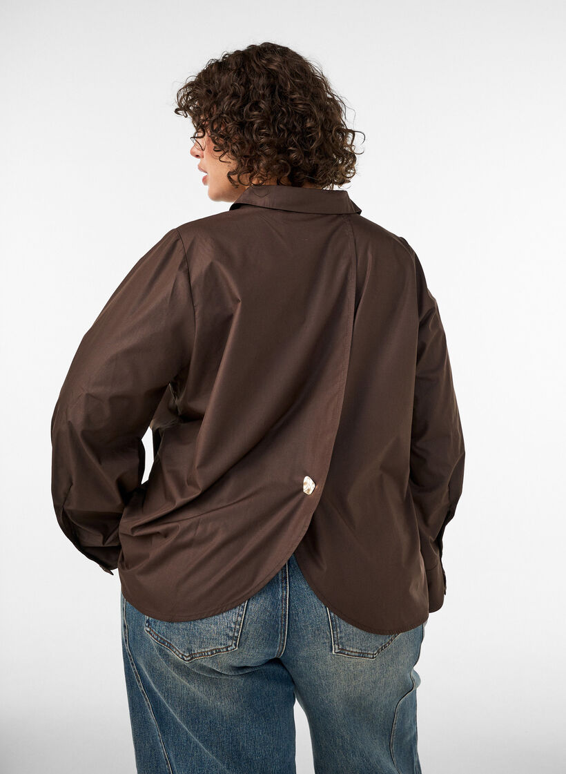 Chemise avec d&eacute;tail d&eacute;coratif au dos, Marron, Model image number 2