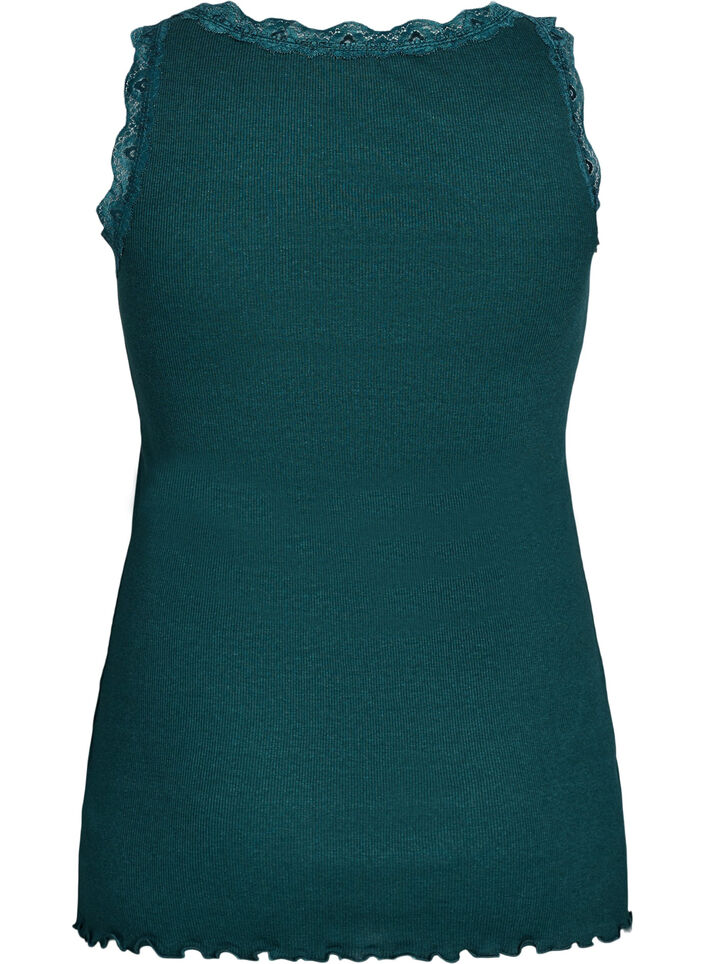 Top met kanten rand, Groen, Packshot image number 1