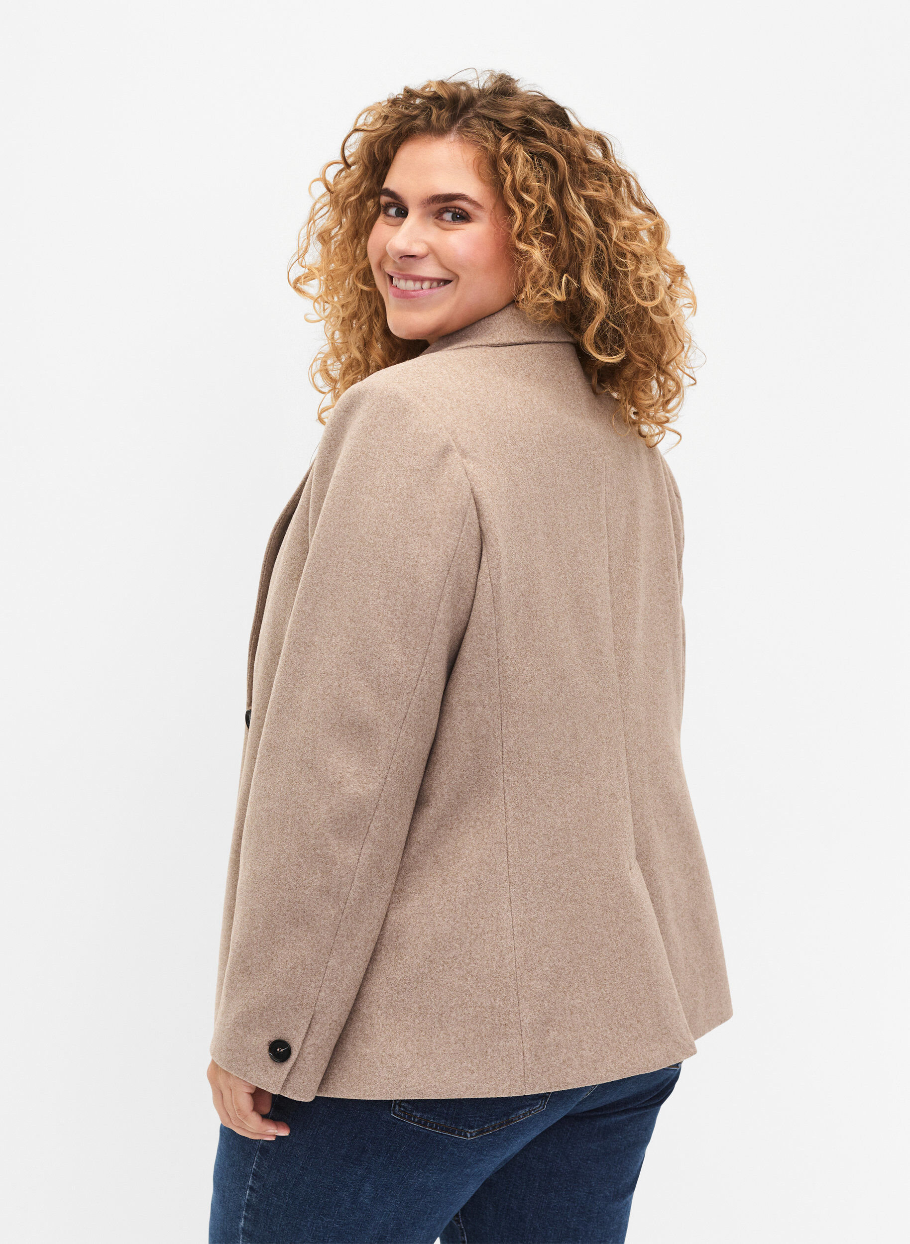 ZizziGem&ecirc;leerde blazer met split, Pumice Stone Mel., Model image number 1