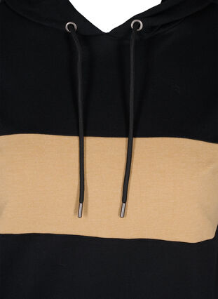Sweat-shirt avec capuche et détails sportif, Black/Camel, Packshot image number 2
