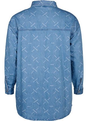 Veste en jean ample avec motif, Light blue denim, Packshot image number 1