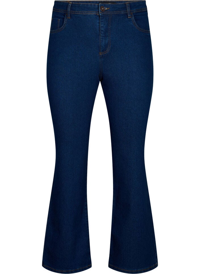 Hoog getailleerde jeans met bootcut, Blauw, Packshot image number 0