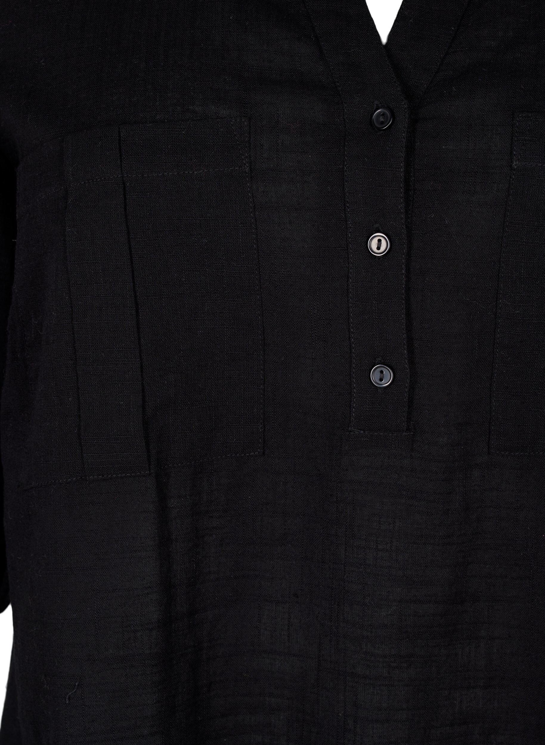 Zizzi Tunique en coton &agrave; manches 3/4, Black, Packshot image number 2