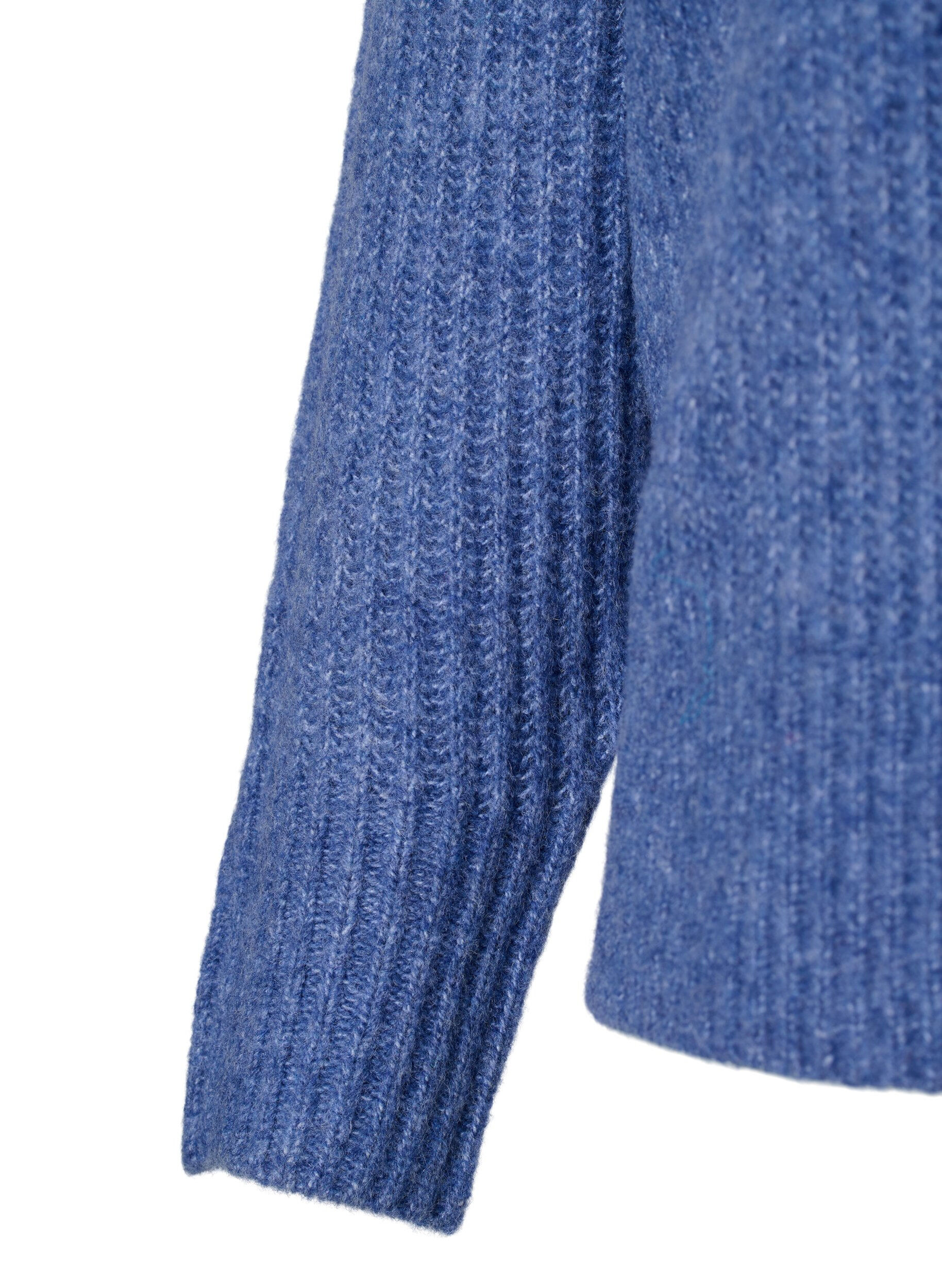 ZizziGem&ecirc;leerde pullover met parelknopen, Coastal Fjord Mel., Packshot image number 3