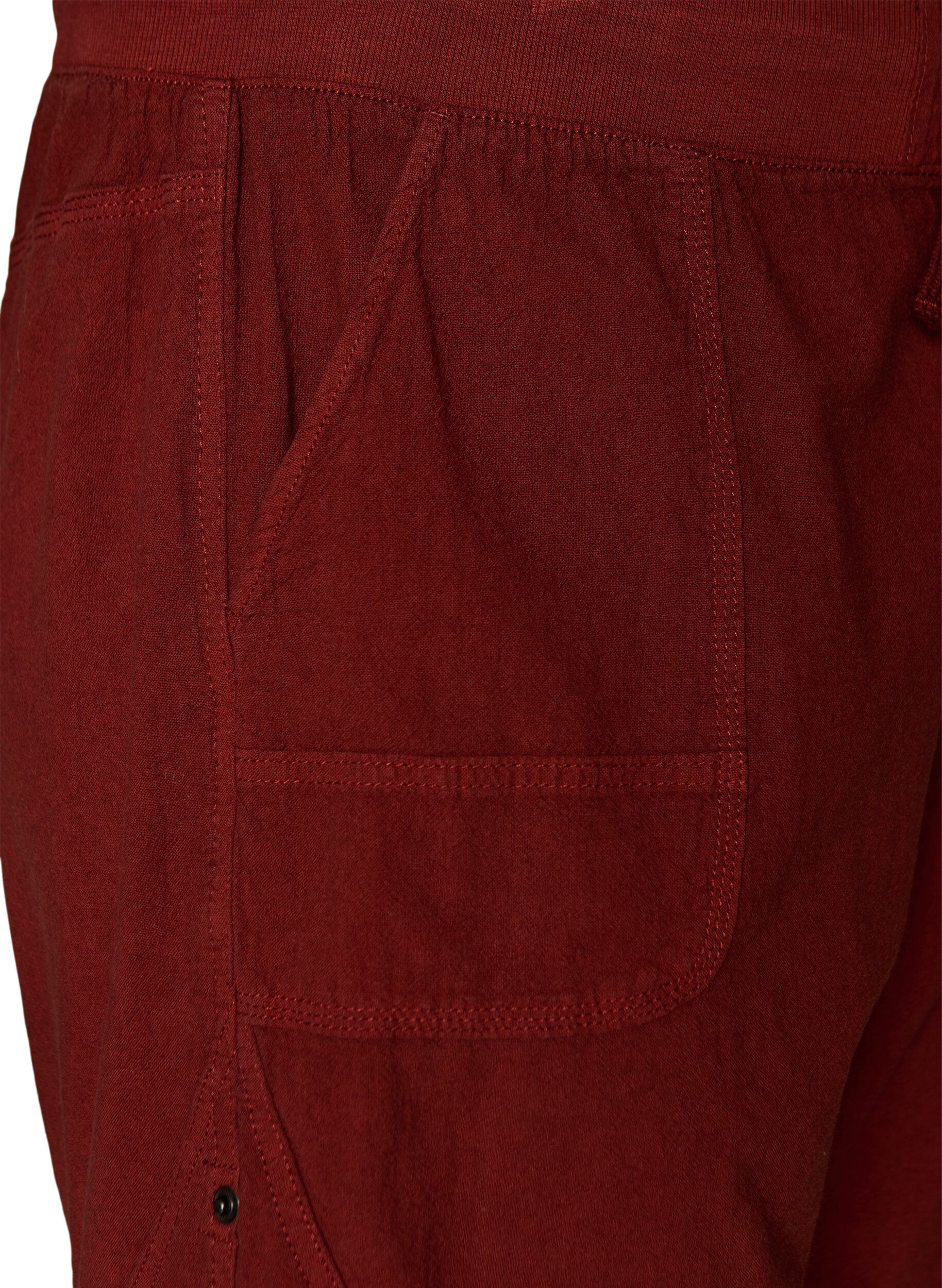 Zizzi Short en coton ample avec poches, Bordeaux, Packshot image number 2