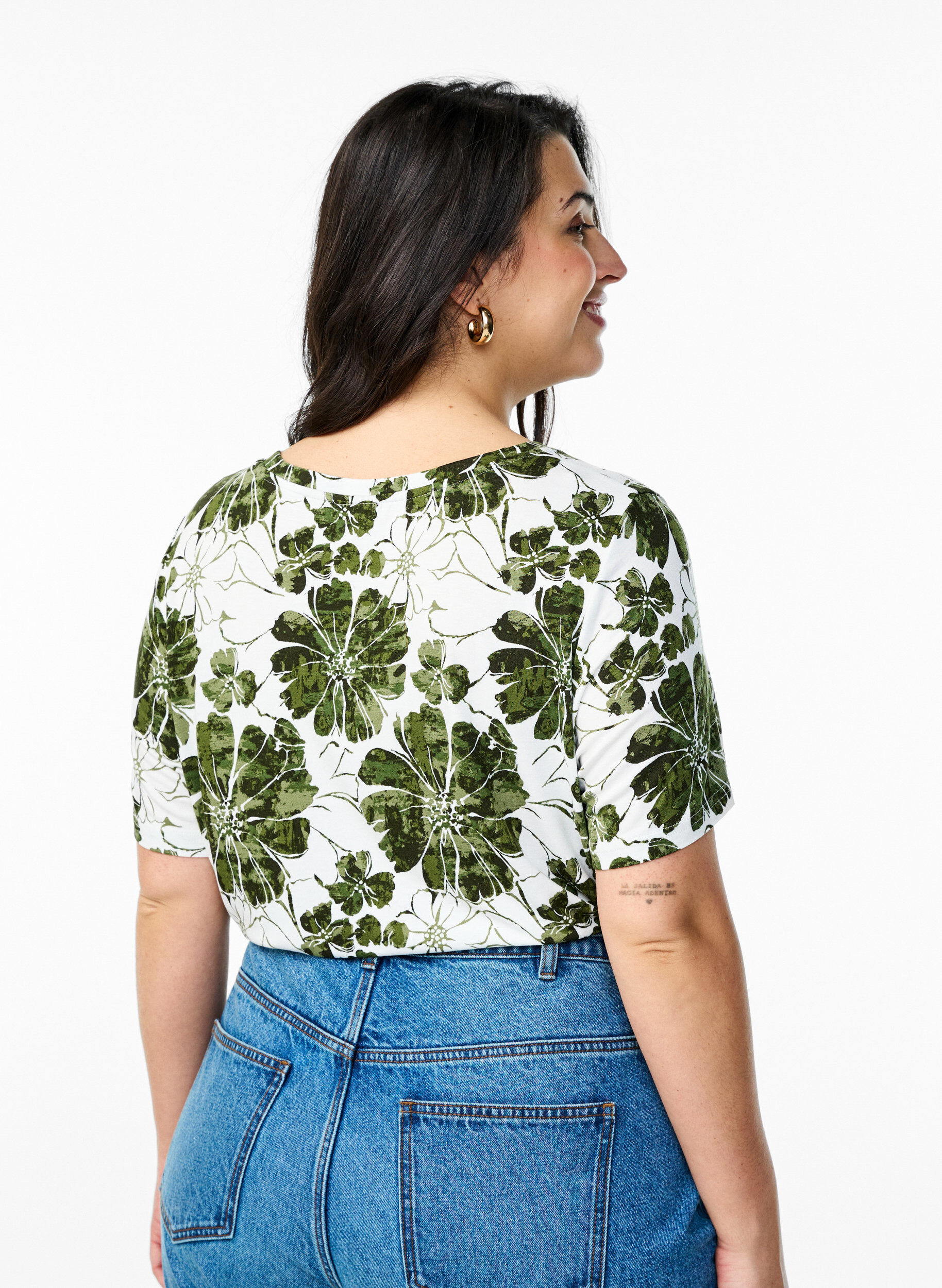 ZizziT-shirt met bloemenprint, Groen, Model image number 2
