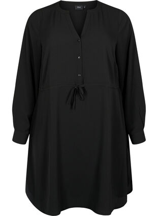 Robe avec dentelle à la taille, Black, Packshot image number 0