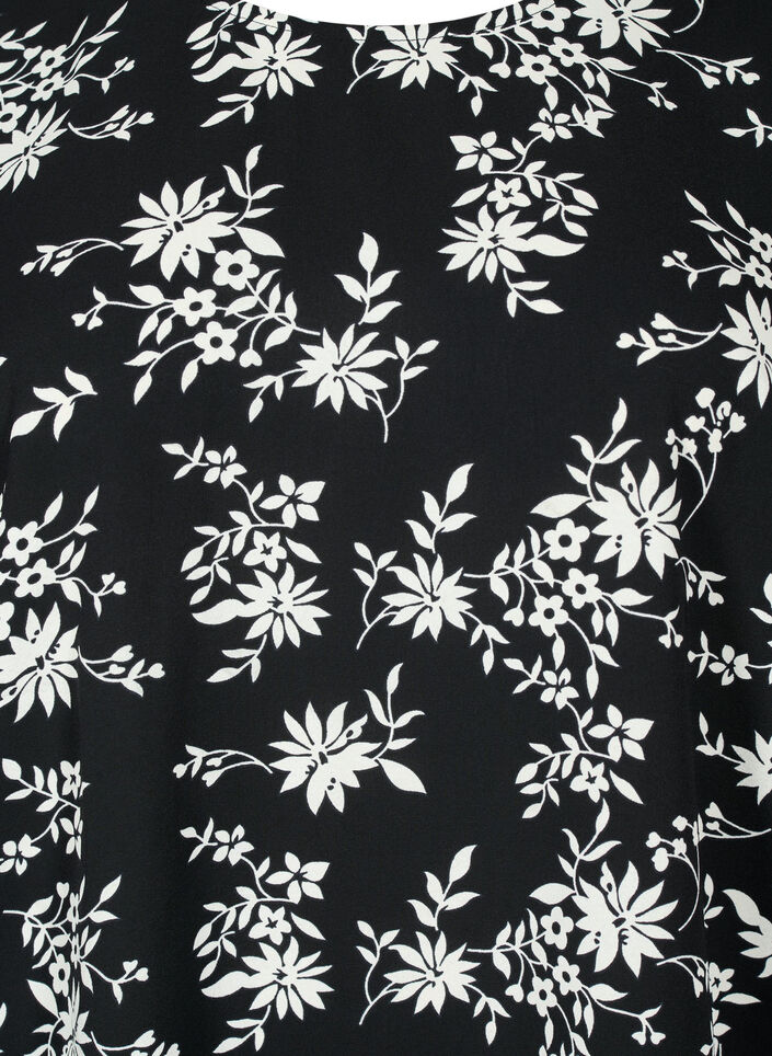 Blouse met pofmouwen, Black Flower AOP, Packshot image number 2