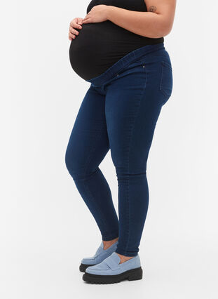 Pantalon de grossesse en coton mélangé, Dark blue denim, Model image number 2